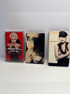 Madonna Vintage Cassette lot of 3. Two singles original cases. Great condition.